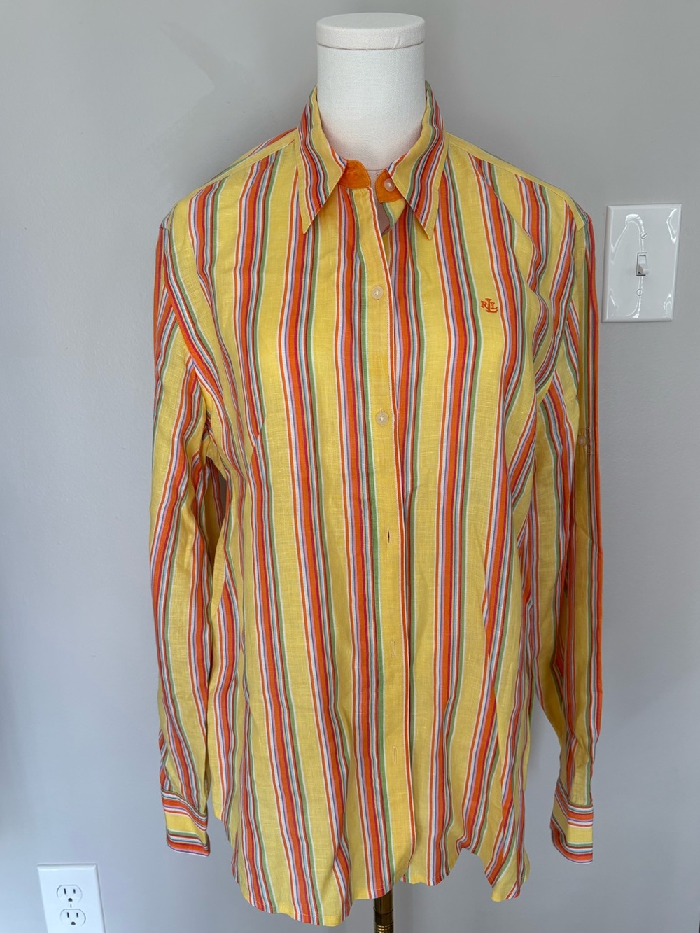 Lauren Ralph Lauren Yellow Multi-Stripe Button Down Shirt